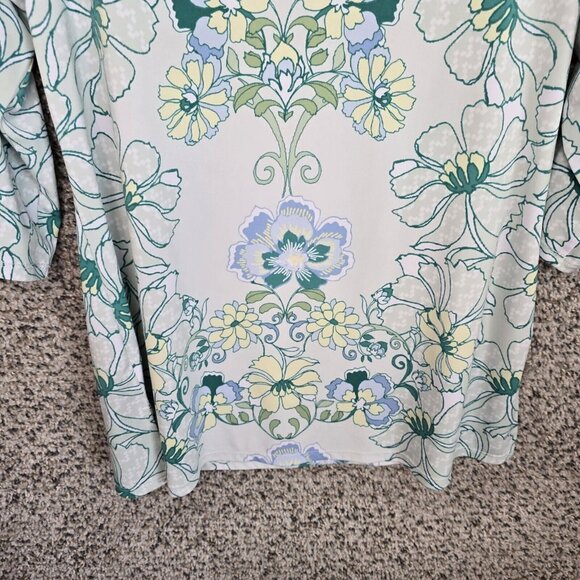 JM Collection Top Womens Small Teal Floral Print Blouse Cold Shoulder Ladies - Picture 5 of 7
